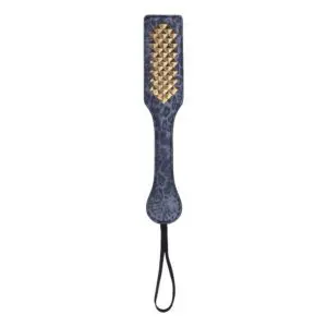 Studded leather paddle with hand strap