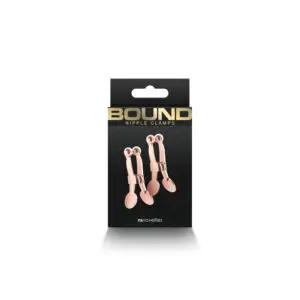 Gold nipple clamps in black packaging