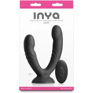 Rechargeable black silicone double dildo