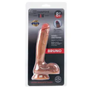 Adult toy packaging with realistic dildo