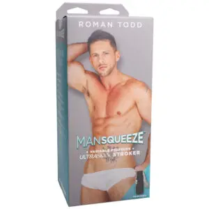 Men's product packaging with shirtless model