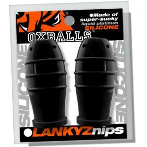 Silicone nipple toys in black packaging